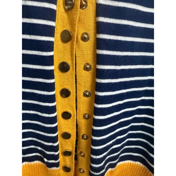 Women's NENONA Striped Cardigan M Navy Yellow - Picture 4 of 5